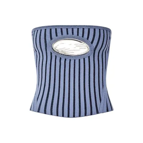 European-style women's tank top, vintage metallic strap top