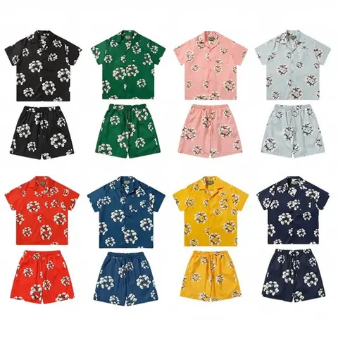 Floral Print Short Sleeve Shirt and Shorts Sets