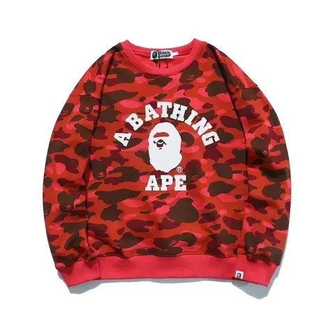 A Bathing Ape Red Camo College Sweater