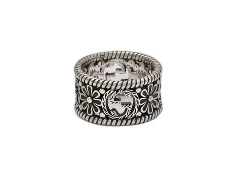 Gucci Silver Floral GG Ring