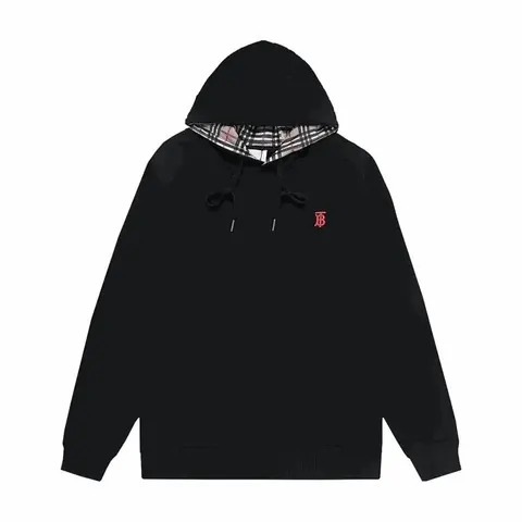 Burberry Black Hoodie with Check Lining