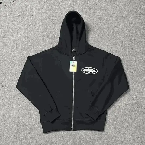Black Zip-Up Hoodie with Car Logo