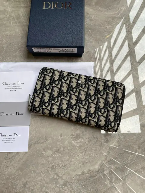 Christian Dior Oblique Print Zip Around Wallet