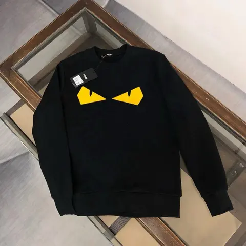 Fendi Black Sweatshirt with Yellow Eyes Logo