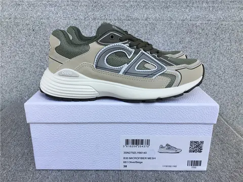 Dior B30 Microfiber Mesh Sneakers Olive/Beige