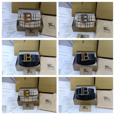Burberry Belt Collection with Check and Monogram Patterns