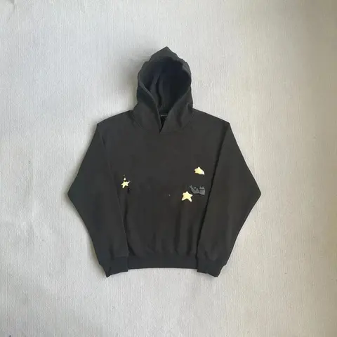 Black Hoodie with Star Applique Design