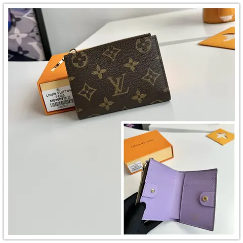 Louis Vuitton Monogram Canvas Coin Purse with Purple Interior