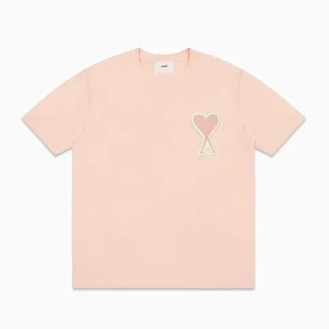 AMI Paris Pink T-Shirt with Heart Logo