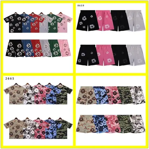 Floral and Camouflage Print Matching T-Shirt and Shorts Sets