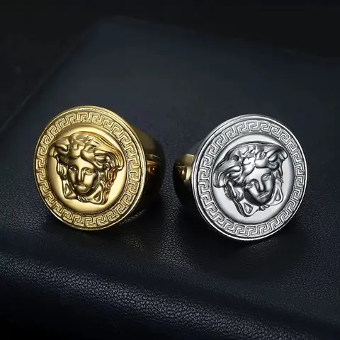 Medusa Head Design Cufflinks - Gold and Silver