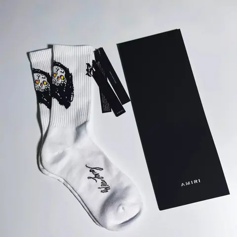 AMIRI White Skull Print Socks