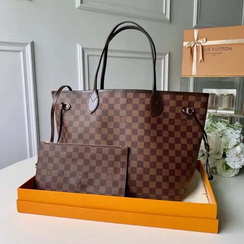 Louis Vuitton Neverfull GM Damier Ebene Tote Bag with Pochette