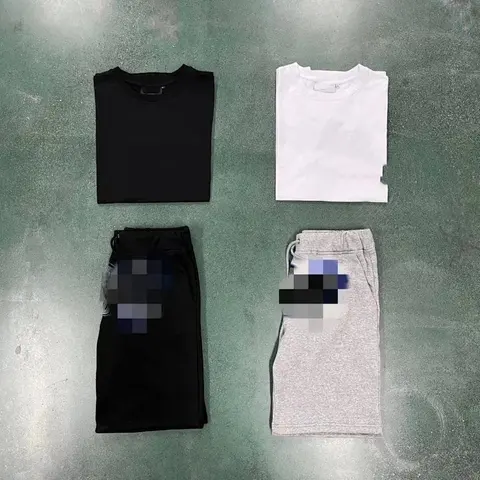 Casual Wear Set - Black and White T-Shirts with Matching Sweatpants
