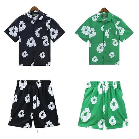 Floral Print Men's Short Sleeve Shirt and Shorts Set