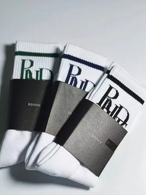 Rhude 2022 Towel-Soled Socks with Marlboro-Inspired RR Logo