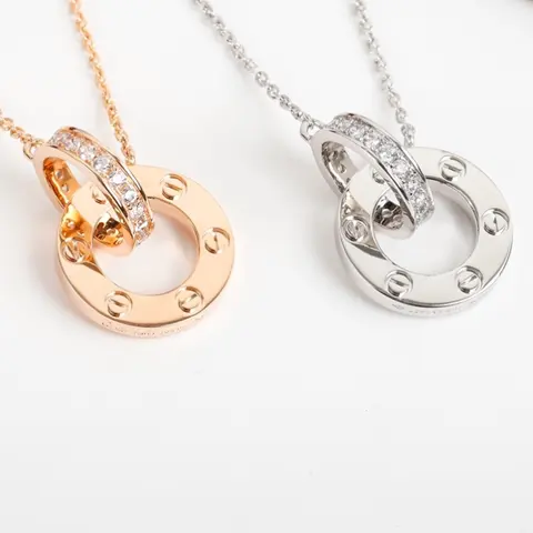 Cartier Love Pendant Necklace in Rose Gold and White Gold