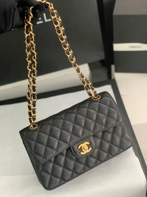 Chanel Black Quilted Leather Classic Flap Bag with Gold Hardware