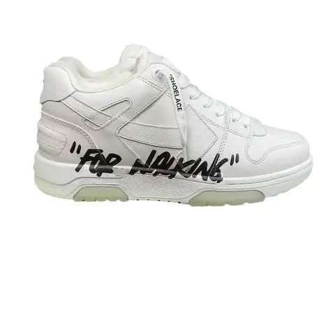White Sneakers with 'For Walking' Text Design