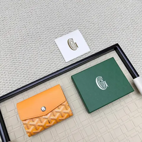 MCM Orange Monogram Wallet with Green Box and Card