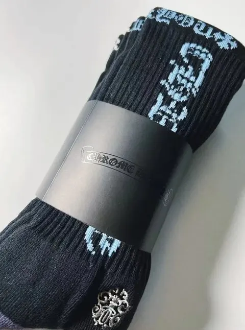 Chrome Hearts Black and Blue Patterned Socks