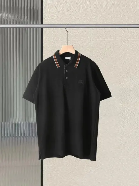 Burberry Black Polo Shirt with Embroidered Logo