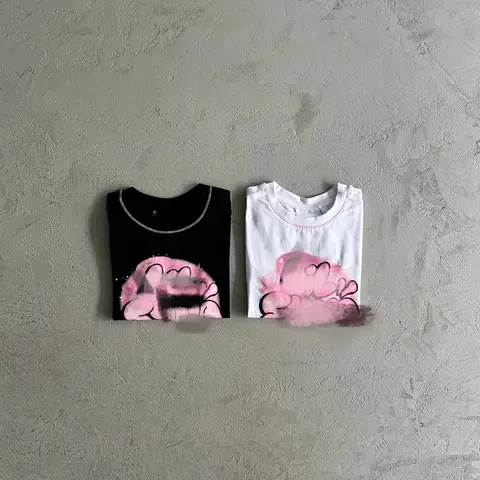 Pink Abstract Design T-Shirts - Black and White