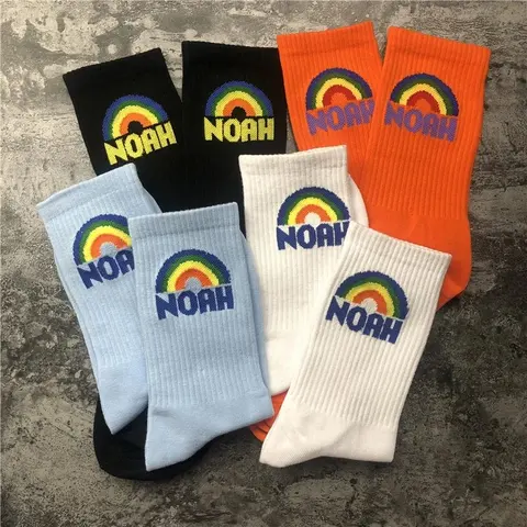 NOAH Rainbow Cotton Sport Crew Socks - Unisex Korean Style
