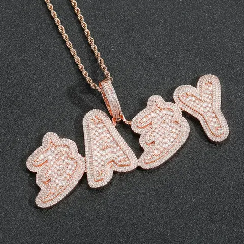 Rose Gold 'DADDY' Diamond Pendant Necklace