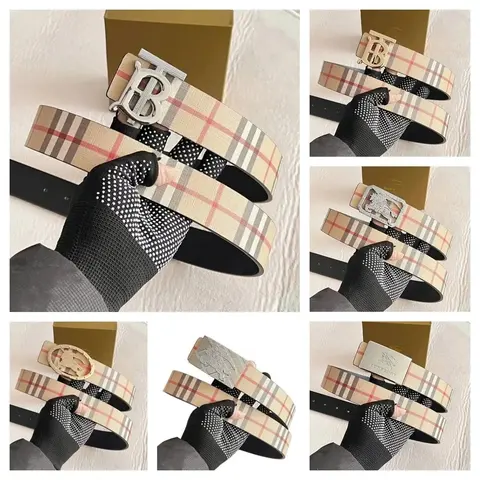 Burberry Check Belt Collection with Logo Buckles