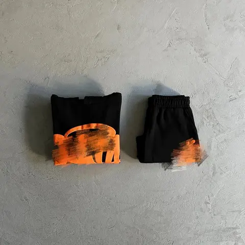 Black and Orange Abstract Print Matching Set