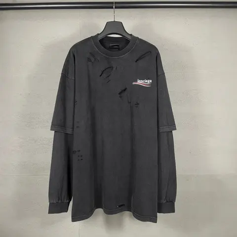 Balenciaga Distressed Long Sleeve T-Shirt