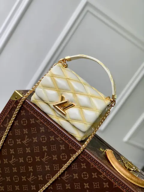 Louis Vuitton White Quilted Shoulder Bag with Gold Hardware