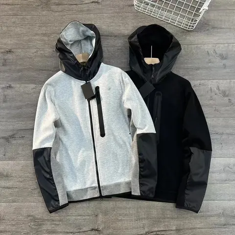 Men's Hooded Zip-Up Sweatshirts - Gray and Black
