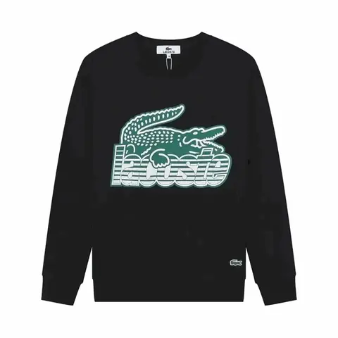 Lacoste Black Sweatshirt with Green Crocodile Logo