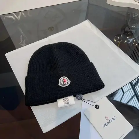 Moncler Black Knit Beanie