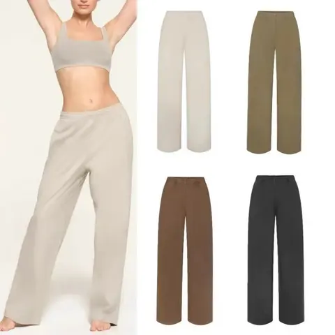 Kardashian-style Outdoor Jersey Pants - Elastic Waist Casual Cotton Loungewear Pants