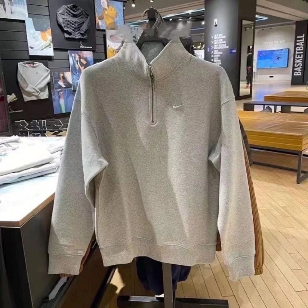 灰色半拉链长袖3
