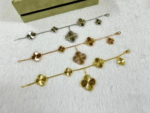 Four-Leaf Clover Chain Bracelets in Silver, Rose Gold, and Gold