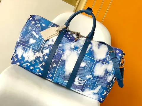 Louis Vuitton Keepall Bandana Blue Duffle Bag