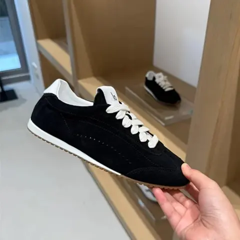 Black Suede Low-Top Sneakers