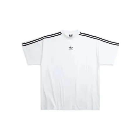 Adidas Originals White T-Shirt with Three-Stripe Sleeves