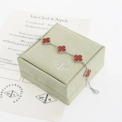 Van Cleef & Arpels Alhambra Bracelet with Coral Motifs