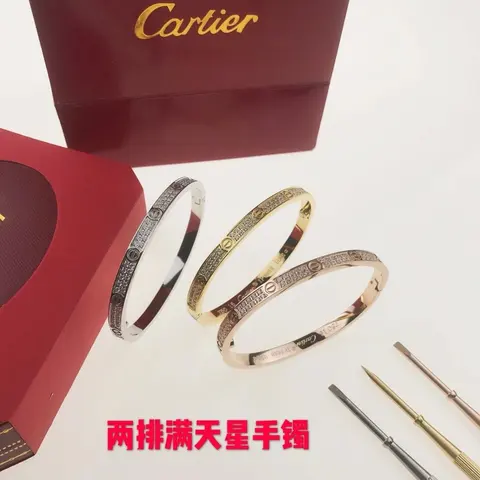 Cartier Love Bracelet Two-Row Pave Diamond Bangle
