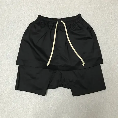 Black Layered Drawstring Shorts