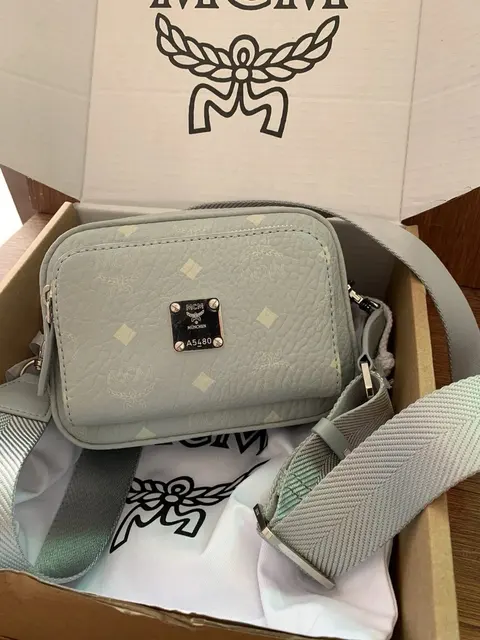 MCM Visetos Crossbody Bag in Mint Green