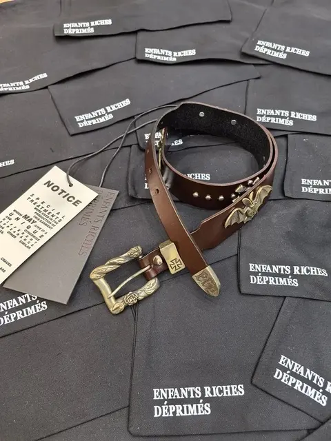 Enfants Riches Déprimés Leather Belt with Bat Buckle