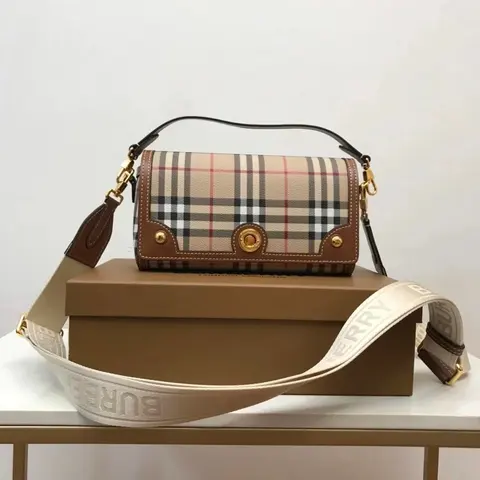 Burberry Check Pattern Crossbody Bag with Logo Strap