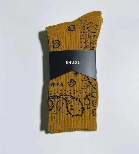 RHUDE Bandana Jacquard Towel Socks in Yellow