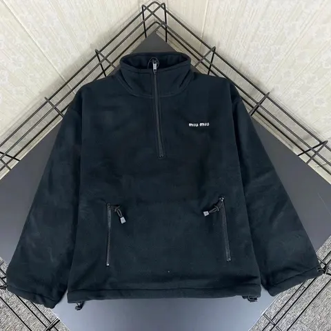 Miu Miu Black Half-Zip Fleece Jacket